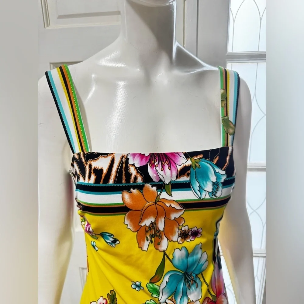 Cache Vintage Tropical Floral Tiger Print Dress Summer Beach Sz 8 P-45